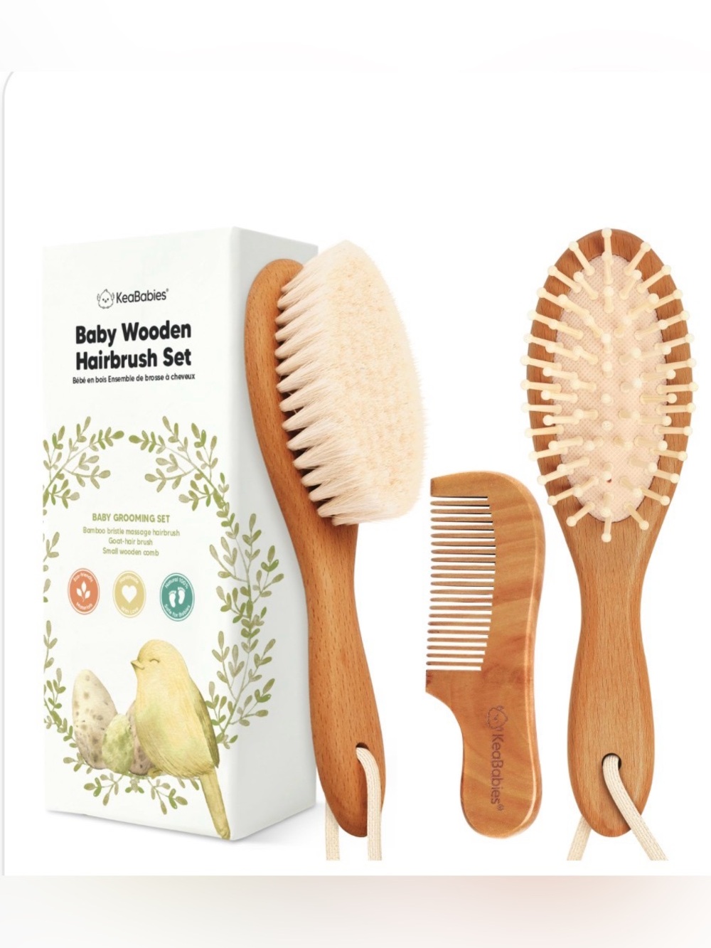 NIB - KeaBabies Baby Wooden Hairbrush